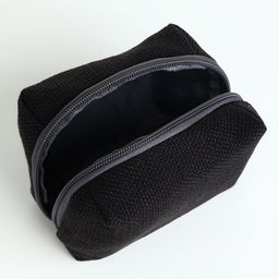 Косметичка женская на молнии, объёмная, маленькая, мягкая, чёрная - Simaland фото 4