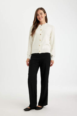 Кардиган стандартного кроя с круглым вырезом - Defacto фото 2