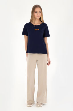 Женская темно-синяя футболка с круглым вырезом - U.s. polo assn фото 11