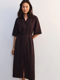 Льняное платье-рубашка с поясом ZR2605012904-27 / Zarina