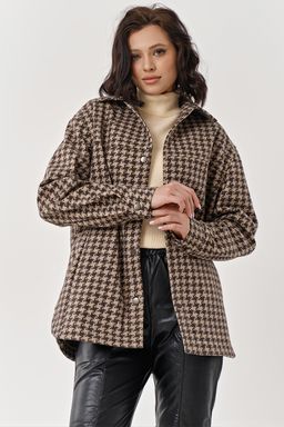 Куртка-рубашка из пальтовой ткани бежевая - Fly фото 5