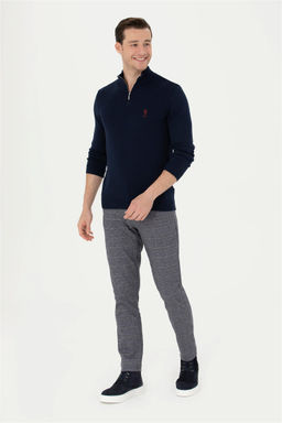 Мужские темно-синие брюки из плотной ткани