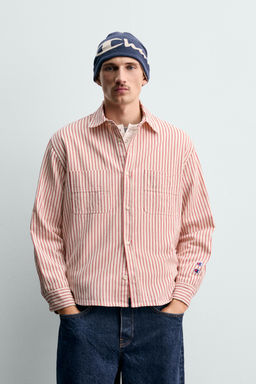 STRIPED SHIRT WITH CHAMPION ® X ZARA PATCHES  фото 2