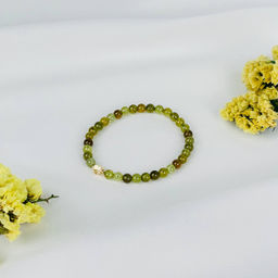 Браслет детский из Граната (Гроссуляр) со вставкой сердце 16 см