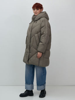 Пальто двубортная зимнее утепленное женское светло-коричневого цвета 7732SK - Visdeer фото 16