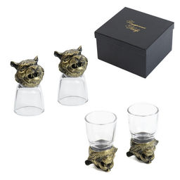 Подарочный набор рюмок-перевёртышей 3 в 1 «Тигр», на 2 персоны, рюмка 50 мл, карты