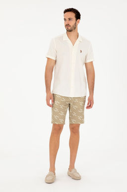 U. S. Polo Assn / Мужская рубашка с коротким рукавом цвета экрю - U.s. polo assn фото 4