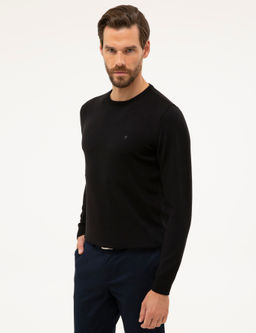 Siyah Slim Fit Bisiklet Yaka Basic Triko Kazak - Pierre cardin фото 3