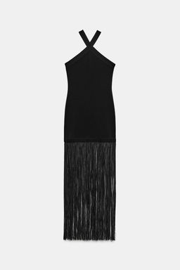 STRETCH LONG DRESS WITH FRINGING - Zara фото 10