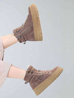 Ботинки 216.warmbr. капучино замша/Байка