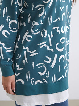 Bisiklet Yaka Desenli Kad?n Sweatshirt Tunik