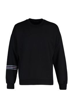 Siyah Oversize/Genis Kesim Seritli Sardonsuz Sweatshirt TMNAW21SW0796 - Trendyolmilla фото 6