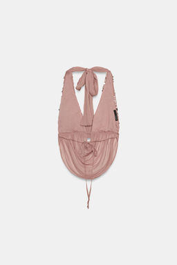 TOP HALTER LENTEJUELAS / Rosa palo