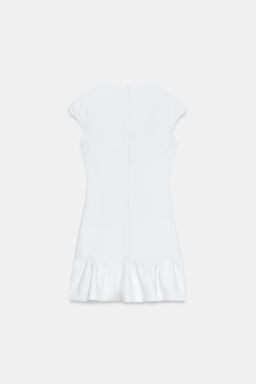 VESTIDO MINI BAJO VOLANTE / Blanco - Zara фото 4