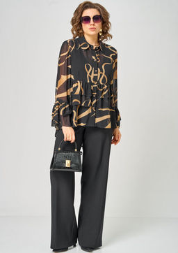 Блуза EVA GRANT 7221 принт ленты