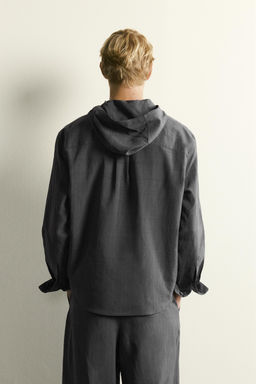 SOBRECAMISA FLUIDA CAPUCHA RAYAS / Gris antracita - Zara фото 2