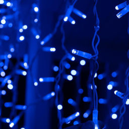 Гирлянда «Бахрома» 3×0.9 м, IP65, УМС, белая нить каучук, 144 LED, свечение синее, 220 В