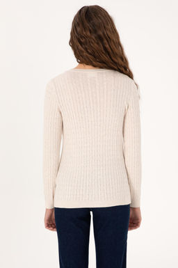 Kad_n Krem Melanj V Yaka Basic Kazak Sepette S_rpriz _ndirim - U.s. polo assn фото 5