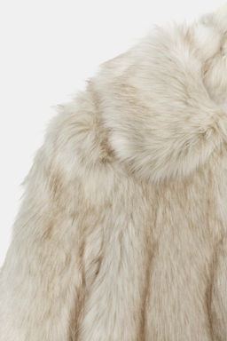 FAUX FUR COAT WITH PADDED SHOULDERS - Zara фото 4