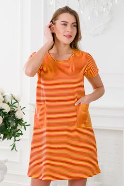 Туника женская из кулирки Руслана красная полоса на жёлтом - Амадэль фото 7