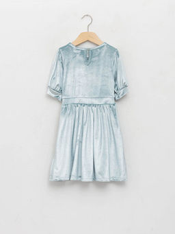 Bisiklet Yaka Basic K?sa Kollu Kadife K?z ?ocuk Elbise - Waikiki фото 2