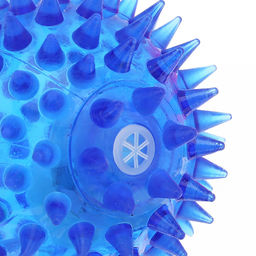 Пэт тойс (Pet toys) Игрушка для собаки Мяч с шипами д6,5см h6,5см, ПВХ, с пищалкой, светящаяся, на картоне, прозрачная, цвета в ассортименте: розовый, синий, желтый, сиреневый (Китай)  фото 5