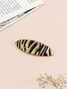 Заколка-автомат для волос "Филомена" овал, 8,5 см, чёрно-золотой