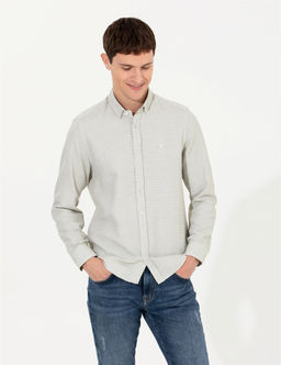 Haki Slim Fit Uzun Kollu G_mlek - Pierre cardin фото 2