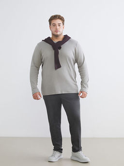 B?y?k Beden Bisiklet Yaka Uzun Kollu Erkek Ti??rt