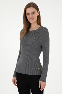 Женский серый меланжевый свитер с круглым вырезом Неожиданная скидка в корзине - U.s. polo assn фото 3