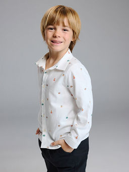 Regular Fit Bask?l? Erkek ?ocuk G?mlek