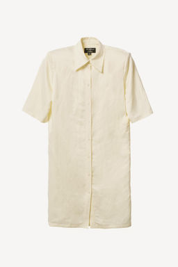 VESTIDO CAMISERO HOMBRERAS CON LINO WILLY CHAVARRIA X ZARA / Crudo  фото 3