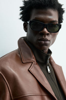 RELAXED FIT LEATHER BLAZER - Zara фото 5