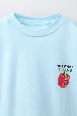 CAMISETA ESTAMPADO PIMIENTO / Azul / Blanco - Zara фото 3