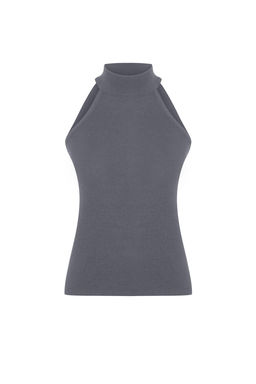 Antrasit Halter Yaka Basic Triko Bluz TWOSS24BZ00150 - Trendyolmilla фото 7