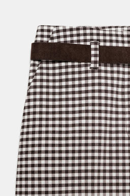 PANTAL?N RECTO CINTUR?N CUADRO VICHY / Marr?n - Zara фото 10