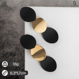 Серьги металл Азелия выгнутые круги, цвет чёрный в золоте