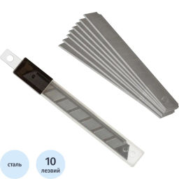 Лезвие запасное для ножей Attache 9мм 10шт./уп.пластиковый футляр фото 2