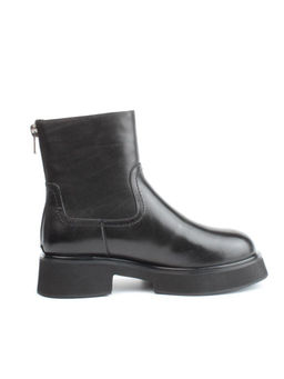 04-HJM396 BLACK Ботинки зимние женские (натуральная кожа, натуральный мех)