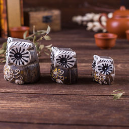 Сувенирный набор «Совы с узором», 6×14×7 см, дерево