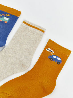 Araba Bask?l? Erkek ?ocuk Soket ?orap 5li