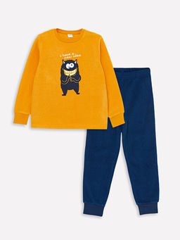 Bisiklet Yaka Nak??l? Uzun Kollu Erkek ?ocuk Pijama Tak?m?