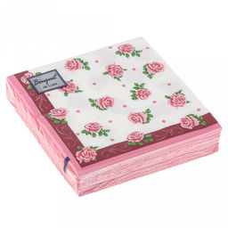 Салфетки бумажные "Bouquet de Luxe" 24х24см, 3-х слойные, 25 штук в упаковке, 100% целлюлоза, "Розита" (Россия)