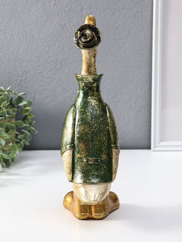 Сувенир полистоун "Гусь в шляпе и зелёном пальто" 9,5х13х30 см