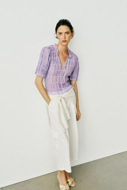 BLUSA NIDO DE ABEJA / Lila claro
