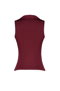 Trendyolmilla Bordo Fitted/Vucuda Oturan Polo Yaka Esnek Orme Bluz TWOSS24BZ00085 фото 15