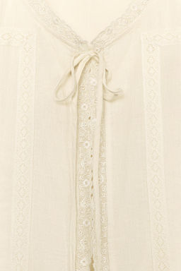 CAMISA GASA BORDADOS / Crema - Zara фото 7