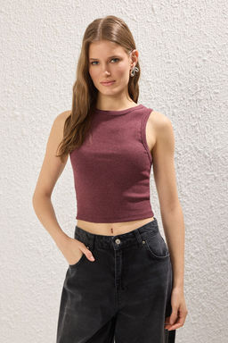 TRENDYOLMILLA Siyah-Ekru-Lacivert Fitted Crop Esnek Orme Atlet TWOSS25AL00053  фото 11