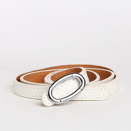 Ремень женский, ширина 1 см, пряжка металл, цвет белый