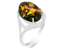 Кольцо из серебра янтарь, КП87з